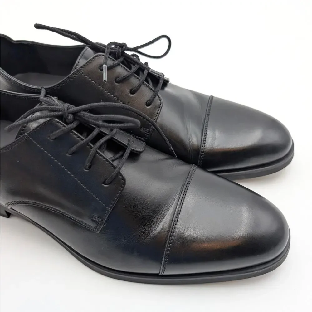 Nordstrom Elliott Cap Toe Lace-Up Derby Shoes Men's Black Size 12M EU45